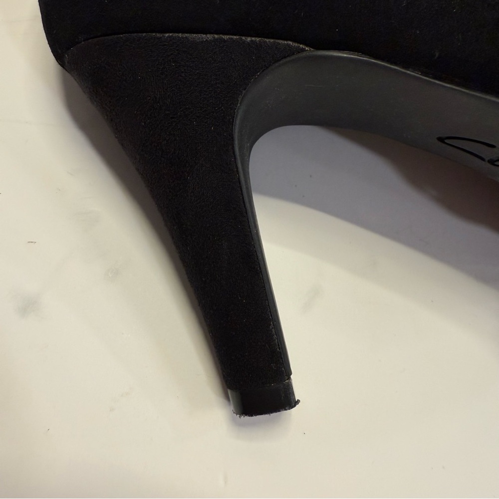Clarks Brier Milan Black Suede Ankle Booties Heel Buckle Zip Women’s 9M - Picture 10 of 12